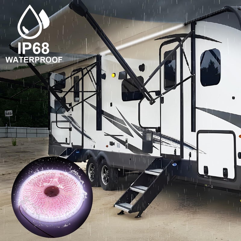 CCBASEBALL 20FT RV Awning Lights, IP68 Waterproof Camper Awning Lights, 12v White Rv Led Strip Lighting for Motorhome Travel,Travel Trailers, Camper, Food Trucks - Image 3